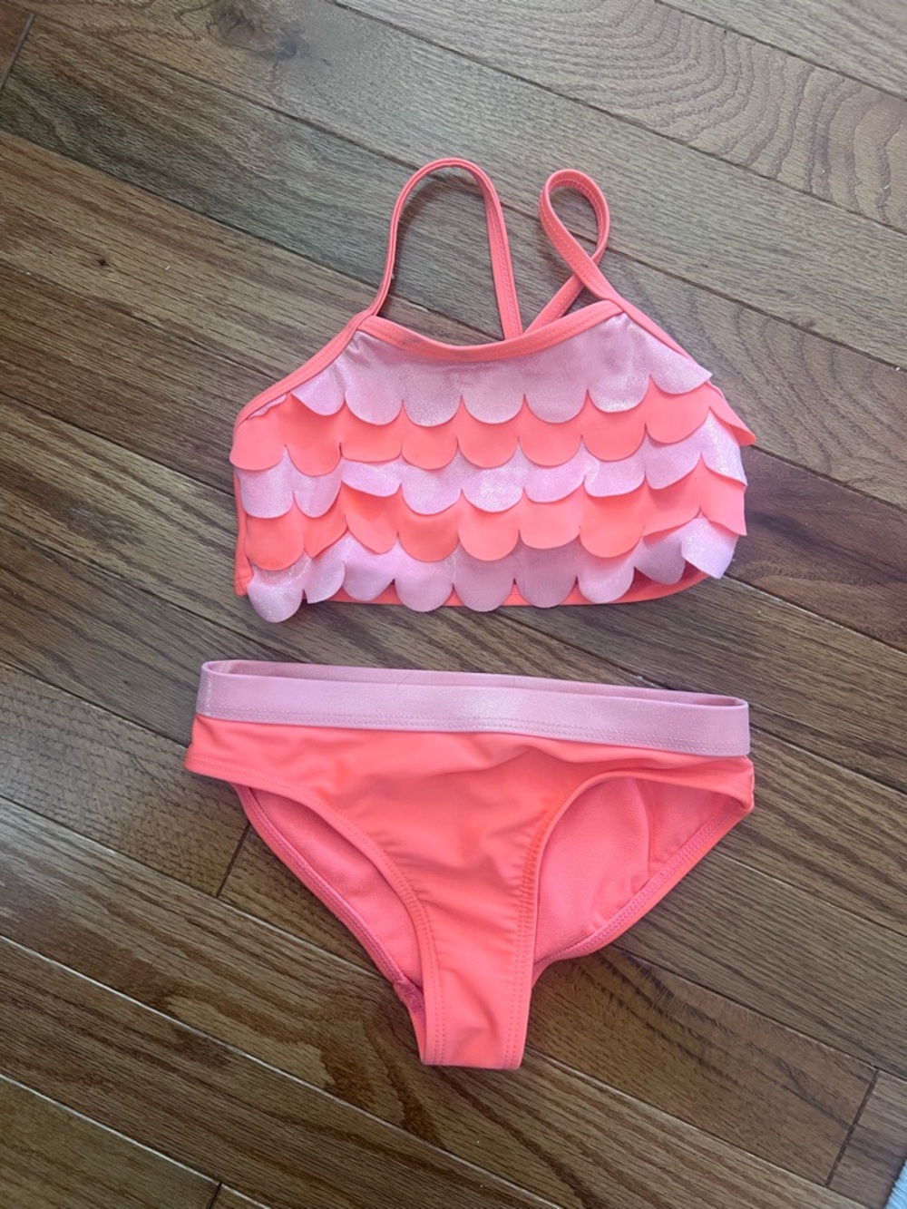 wonder nation Pink and Coral Kids Swim Bikini